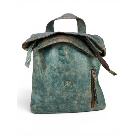BED|STU Handbags - Bed Stu Howie Leather Backpack Distressed Green Laptop Travel Bag Handmade